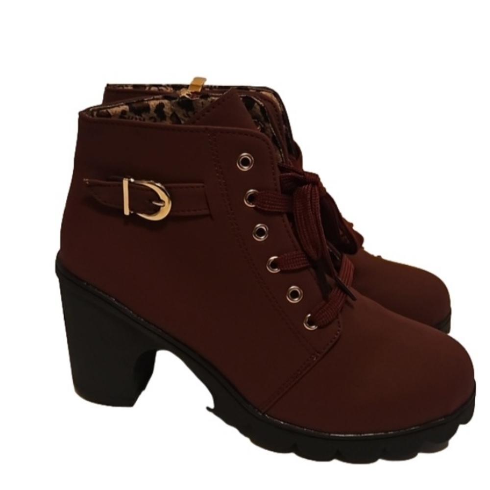 TZxinchang Burgundy Red Ankle Boots Women's Size 9.5